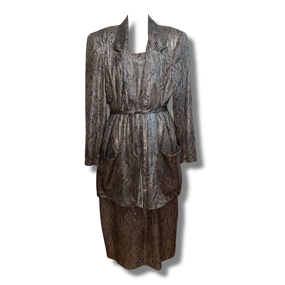 Vtg Union Made Snake Print Blazer & Dress Set